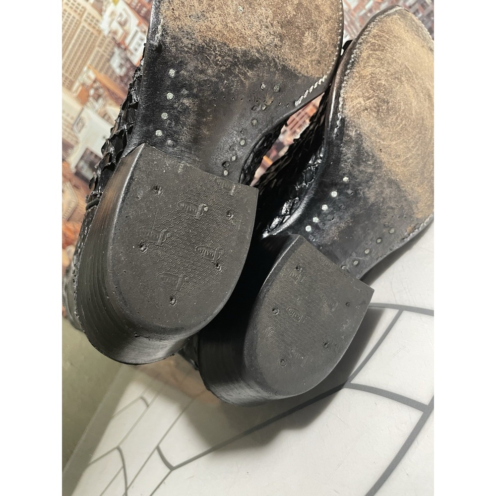 Vintage Justin Black Snake Skin Cowboy Western Boots Mens Sz 7.5 D/6046 USA Made - Picture 10 of 13